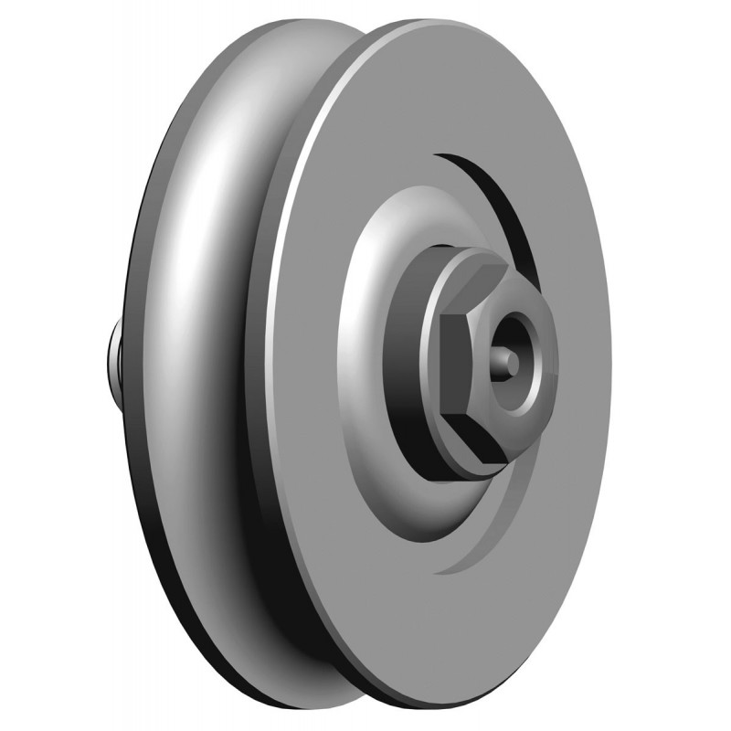 Galet (roue) pour portail Ø90mm - gorge 1 2 ronde (demi ronde) Ø20mm - axe à visser avec graisseur - 1 roulement à billes