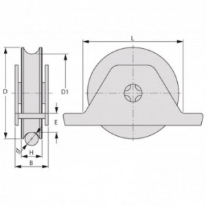 Galet (roue) pour portail Ø90mm - gorge 1 2 ronde (demi ronde) Ø16mm - support à souder - 1 roulement à billes - INOX 304