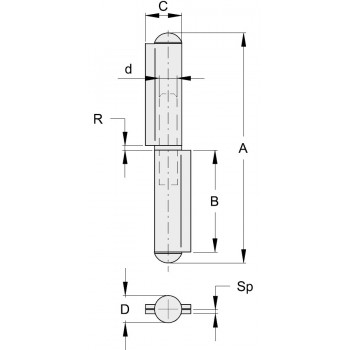 Paumelle INOX - 125 x 20 mm