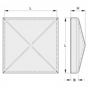 Chapeau pour tube et potelet - pour carré de 40x40mm - avec bords - Inox 304