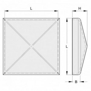 Chapeau pour tube et potelet - pour carré de 40x40mm - avec bords - Inox 304