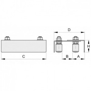 Plaque de guidage 4 olives diam 40 - INOX