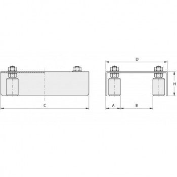 Plaque de guidage a réglage large, 4 olives diam 30 - INOX