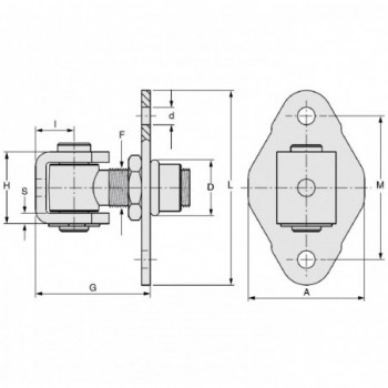 Gond M24 - platine 122x73mm - réglable - avec étrier