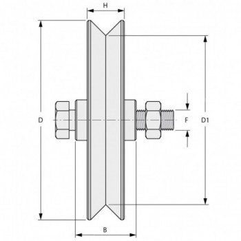 Galet INOX Ø 140mm - gorge en V - axe à visser - 1 roulement