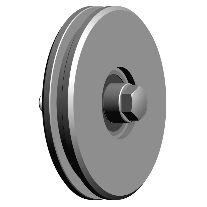 Galet (roue) pour portail Ø120mm - gorge en U - axe à visser - 2 roulements à billes - INOX 304