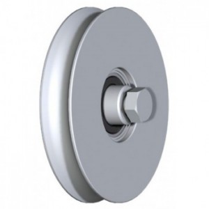 Galet (roue) pour portail Ø140mm INOX 304 - gorge 1 2 ronde (demi ronde) Ø20mm - axe à visser - 2 roulements à billes