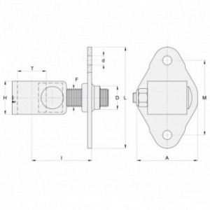 Gond à collier pour portail - axe Ø35mm - platine à visser 122x73mm - 2 trous - M22