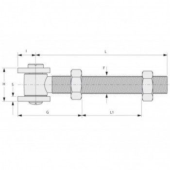 Gond M22 réglable à tige longue à souder pour portail pivotant - INOX 304