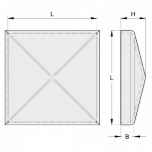 Chapeau carré avec bords (acier brut) 30x30 mm