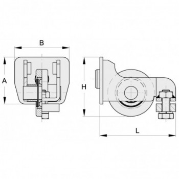 Support à galet pour rails (Compatible rails série P53) - INOX