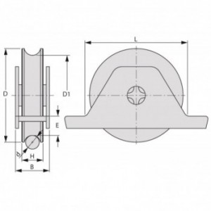 Galet (roue) pour portail Ø120mm - gorge 1 2 ronde (demi ronde) Ø16mm - support à souder - 2 roulements à billes