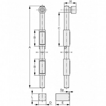 Verrou baionnette GALVA carré de 14mm H 300 à souder