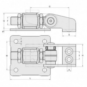 Gond M18 réglage 180° à visser