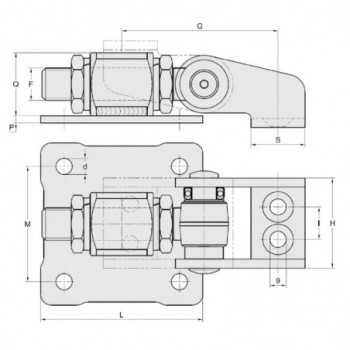 Gond M22 réglage 180° à visser