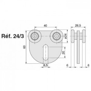 Chariot galvanisé à 4 roues pour porte coulissante suspendue - capacité de charge 75 kg - roues ø24mm