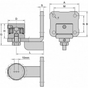 Pivots inférieurs à souder sur platine à visser - Petit modèle Ø 40 mm