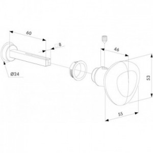 Demi béquille "bouton" en aluminium - carré de 8mm