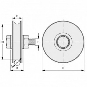 Mini roue Ø 40mm - gorge 1 2 ronde - Nylon - axe M8
