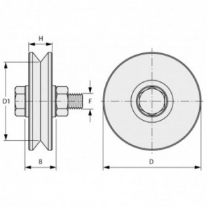 Mini roue gorge en V - Nylon Ø 40