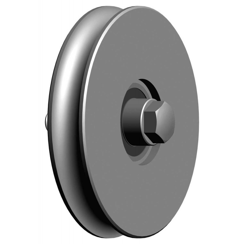 Galet (roue) pour portail Ø100mm - gorge 1 2 ronde (demi ronde) Ø20mm - axe à visser - 1 roulement à billes
