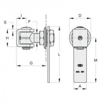 Charnières galvanisées - Etrier - Fixation rapide M22