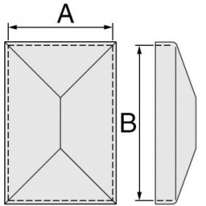 Chapeau rectangle avec bords (acier brut) 20x30 mm