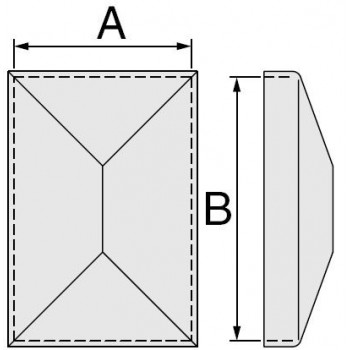 Chapeau rectangle avec bords (galvanisé) 20x40 mm