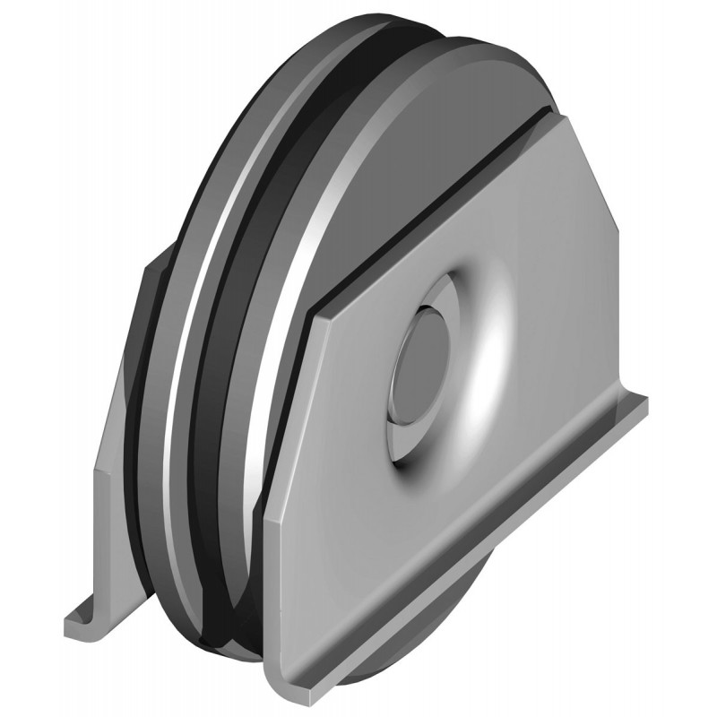 Galet (roue) pour portail Ø100mm - gorge en U - grandes flasques à souder - 2 roulements à billes