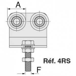 Chariot galvanisé - 4 roues Ø24mm M8 - pour porte coulissante suspendue