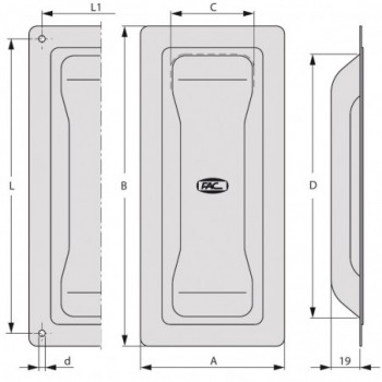 Poignée cuvette Avec 4 trous INOX 90x200 mm