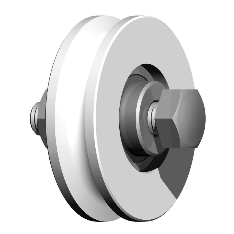 Mini roue Ø 60 - Nylon - axe M10 - gorge 1 2 ronde ø 8 mmm