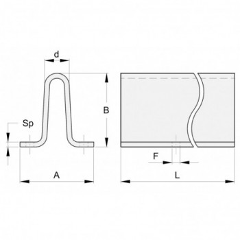 Rail à sceller galvanisé - larg 50 mm - pour Ø16mm -  3m ( jusqu' a rupture de stock)