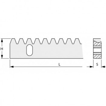 Crémaillère acier 30x12 - 2m - percée - 4 trous - Entretoises à souder NON incluses