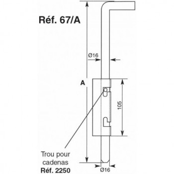 Verrou à cadenas à souder 190mm diam16 zingué