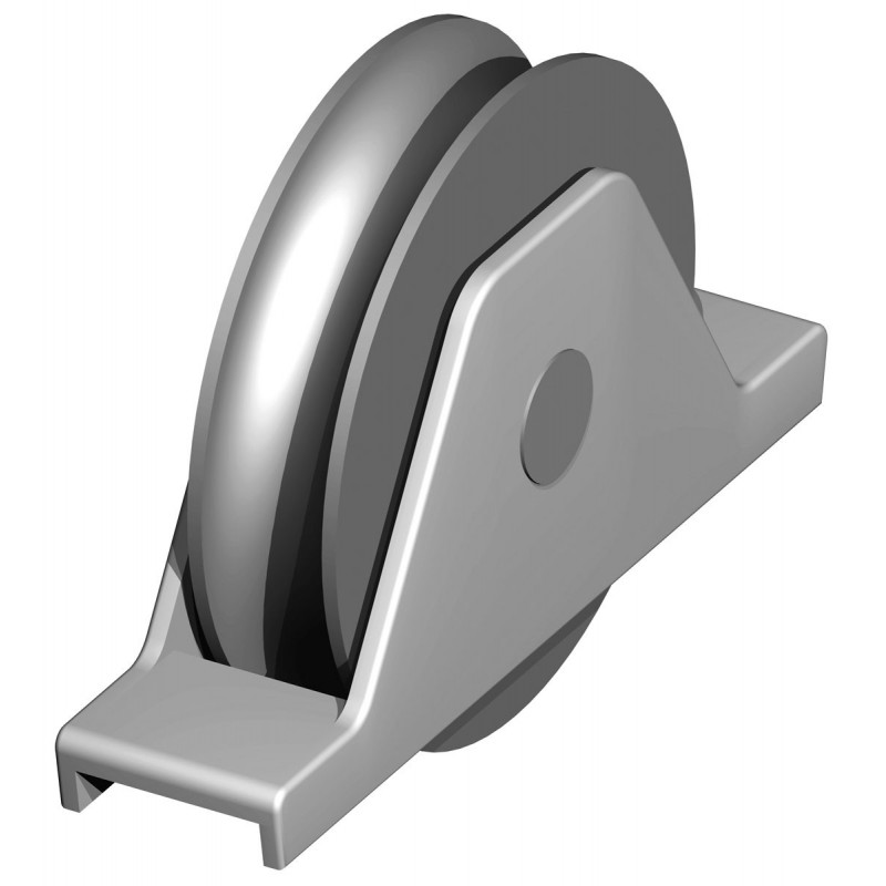 Galet (roue) pour portail Ø140mm - gorge 1 2 ronde (demi ronde) Ø20mm - support à souder percé - 2 roulements à billes