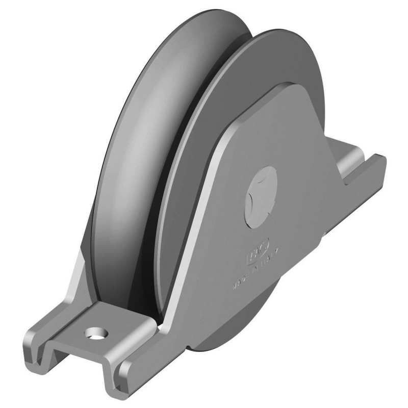 Galet (roue) pour portail Ø75mm - gorge 1 2 rond Ø16mm - support à souder plié - 1 roulement à billes