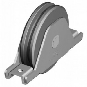 Galet pour portail coulissant ø120mm - gorge en U - support plié percé - 2 roulements à billes