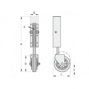 Roue de suspension pour portail pivotant - règlable en hauteur - pour vantail de 130kg maximum