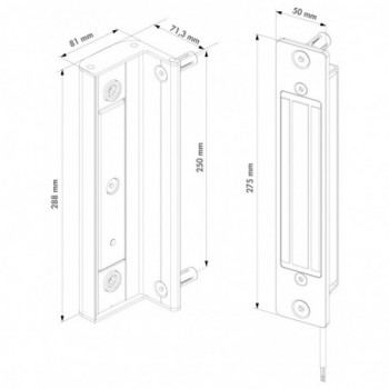 Ventouse électromagnétique à encastrer Locinox pour portails battants - noire