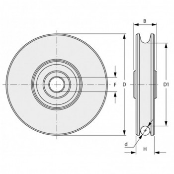 Poulie Ø120mm - gorge demi-ronde Ø6mm