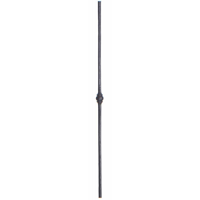 Barreau forgé ø14mm lisse - 1 boule décorative forgée ø35mm - Hauteur 1000mm - acier brut