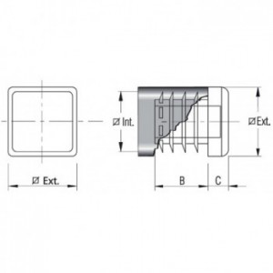 Embout plastique NOIR pour tube carré 14x14mm