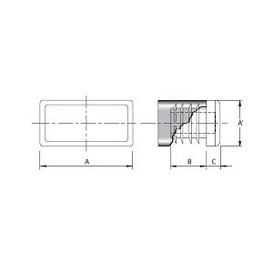 Embout plastique NOIR pour tube rectangulaire 120x80mm   1-4mm