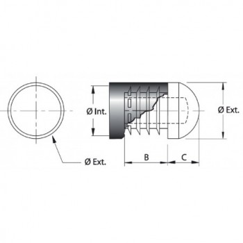 Embout plastique NOIR bombés pour tube rond Ø18mm