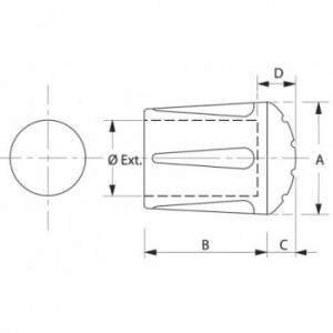 Embout caoutchouc BLANC enveloppant renforcé pour tube Rond Ø8mm