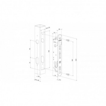 Serrure à encastrer tout INOX - FORTYLOCK - axe de 20 mm pour profils de 40mm et plus