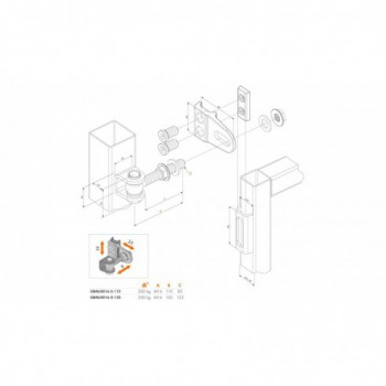 Gond industriel M16 110mm | réglage 4D | zinguée (vendu en unite)