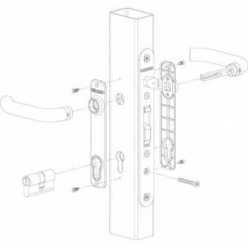 Serrure à encastrer Locinox hybride à crochet pour bois & metal - pour profil 60mm et plus