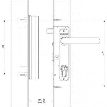 Serrure à encastrer Locinox hybride à crochet pour bois & metal - pour profil 60mm et plus